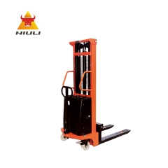 NIULI  semi automatic electric powered fork stacker 1.5ton 3meter semi-electric pallet stacker for material handling