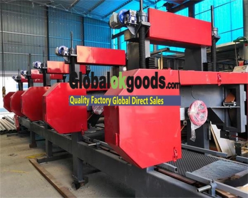 Multiple heads horizontal wood cutting band saw resaw band saw mill for wood planks